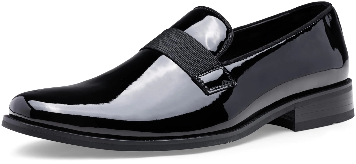 Jousen Herren-Smokingschuhe, schwarz, für Herren, Business, formelle Herren-Loafer, Slipper (AMY3060A, Lackschwarz, Größe 10)