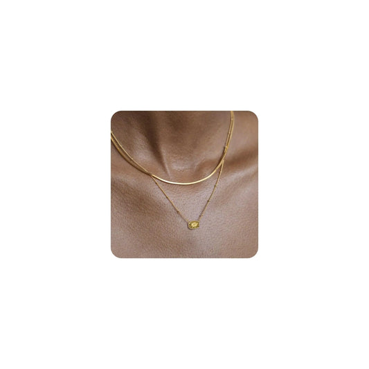 Awinesn Birthstone Necklace for Women Gold Layered Necklaces Trendy 14K Gold Plated Dainty Crystal Pendant Necklace Simple Thin Snake Chain Jewelry Gifts for Women Birthday