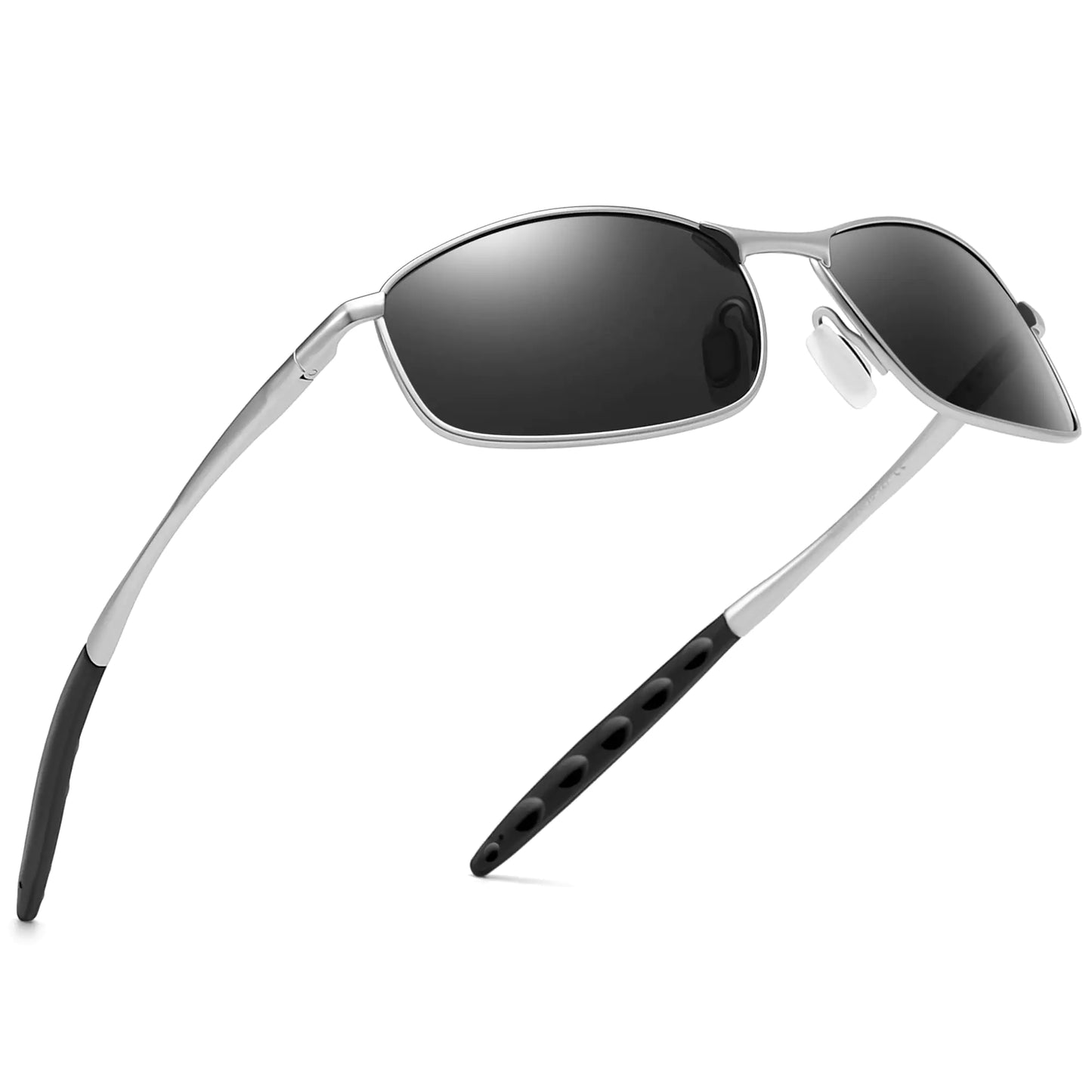 Gafas de sol polarizadas rectangulares SUNGAIT para hombre, pequeñas, retro, vintage, montura plateada, protección UV400, SGT395YH