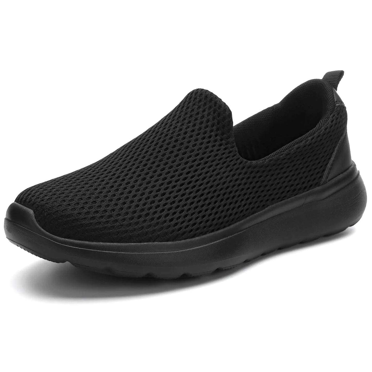 JINDELI Zapatos para caminar para mujer, zapatillas sin cordones de malla, transpirables, cómodos, informales, para caminar, color negro, talla 8