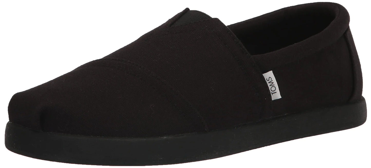 TOMS Herren Alpargata Loafer aus recyceltem Baumwoll-Canvas, Schwarz/Schwarz, 14