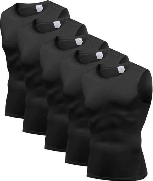 Camisetas de tirantes de compresión para hombre, paquete de 5, para atletismo, musculación y culturismo, sin mangas