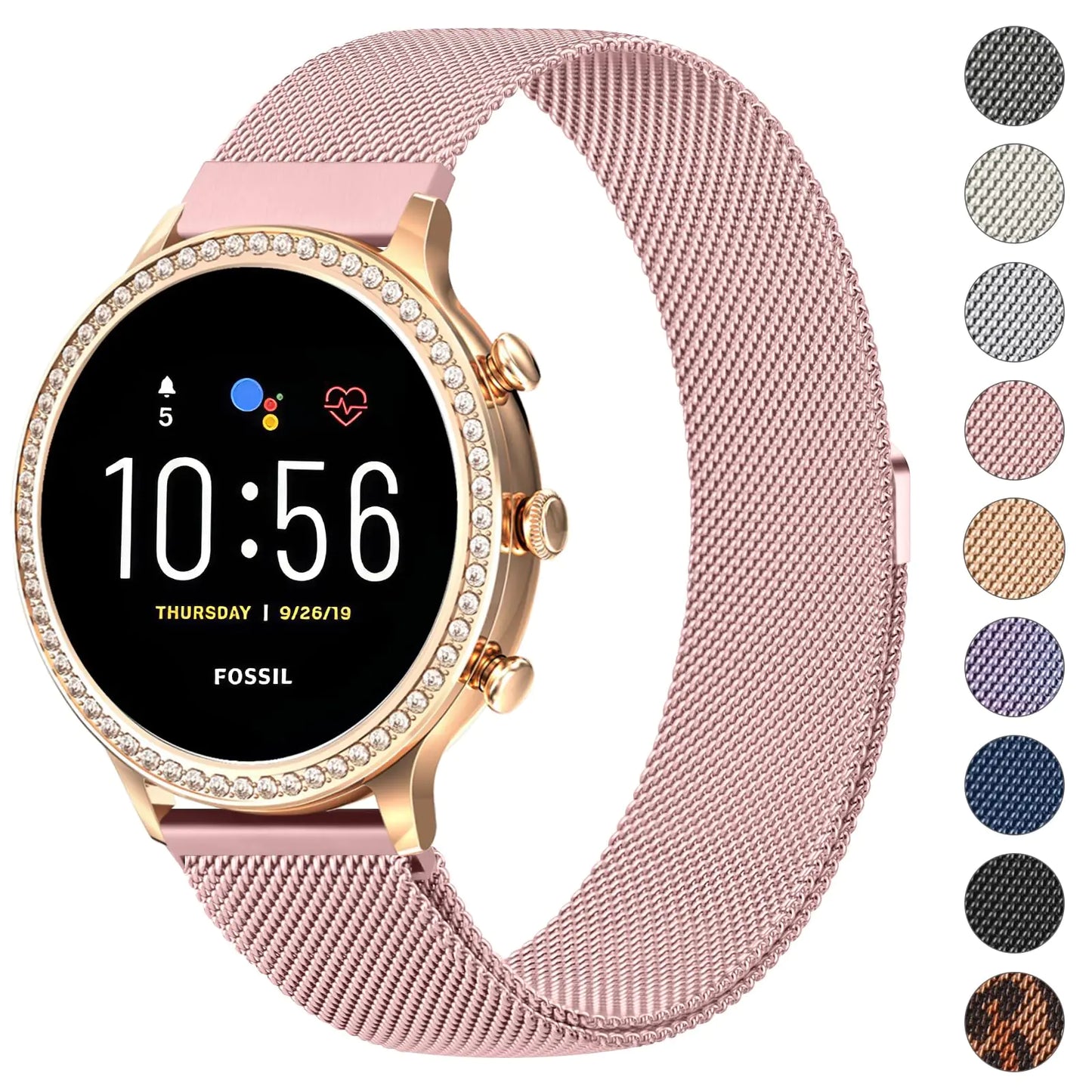 Amzpas-Armband für Fossil Damen Gen 5E 42 mm / Damen Gen 6 / Fossil Gen 6 42 mm, 18 mm Schnellverschluss-Armband für Fossil Q Venture Gen 4/3, Fossil Damen Charter HR/Damen Sport Smartwatch