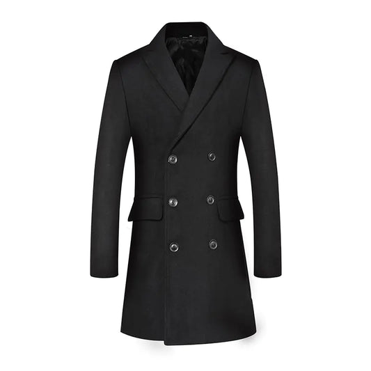 Men's Mid-length Double-breasted Wool Coat