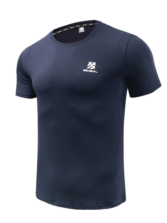 SENBWL Camisetas de entrenamiento para hombre, de manga corta, suaves, absorbentes de humedad, atléticas, de secado rápido, para correr, deportes, gimnasio, camisetas de pickleball activas para hombre 86022, azul oscuro, 3XL