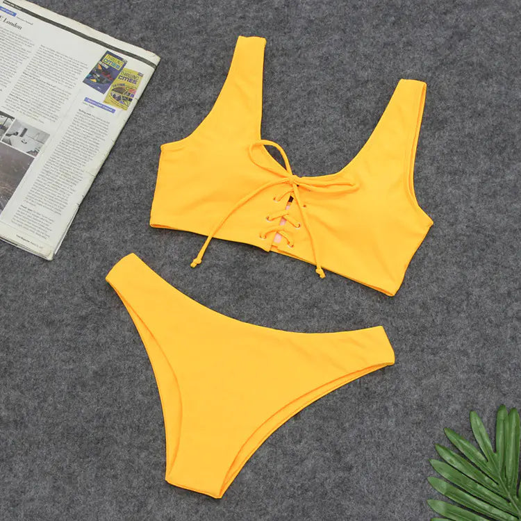 Women's Bikini, Sexy Solid Color Swimsuit