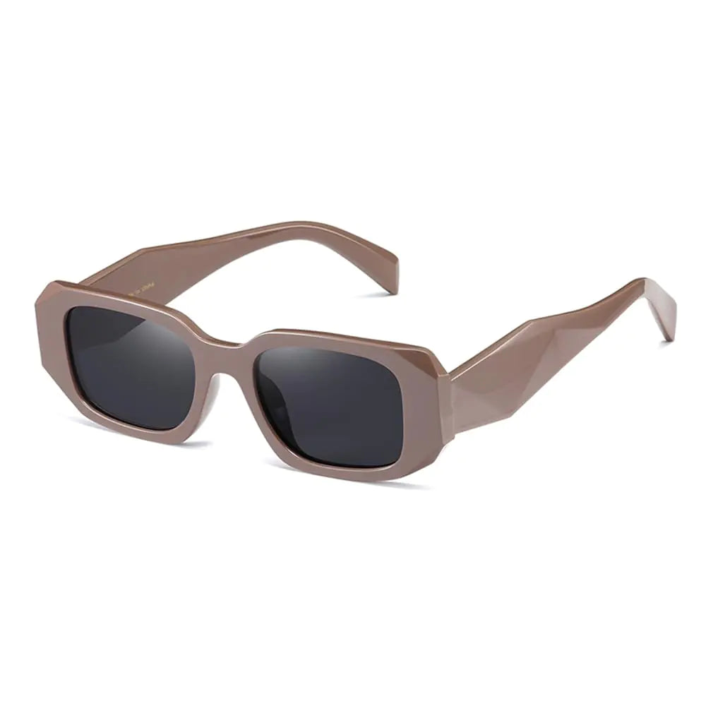 Gafas de sol rectangulares de moda Highyou para mujer y hombre, clásicas, estilo retro (color café).