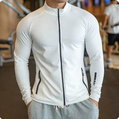 Men's Long Sleeve Running Jacket with Stand Collar