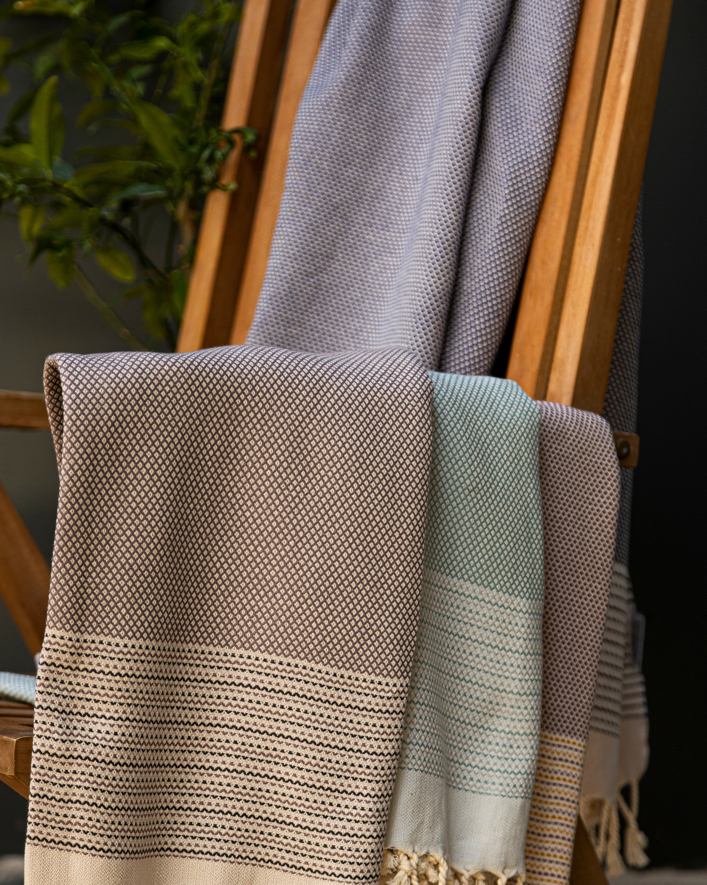 PHARAO Beach Towel, Turkish Hammam Towel, Spa & Sauna Towel - Blue / Dark Blue