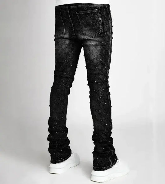 Slim Fit Blue Embellished Denim Jeans