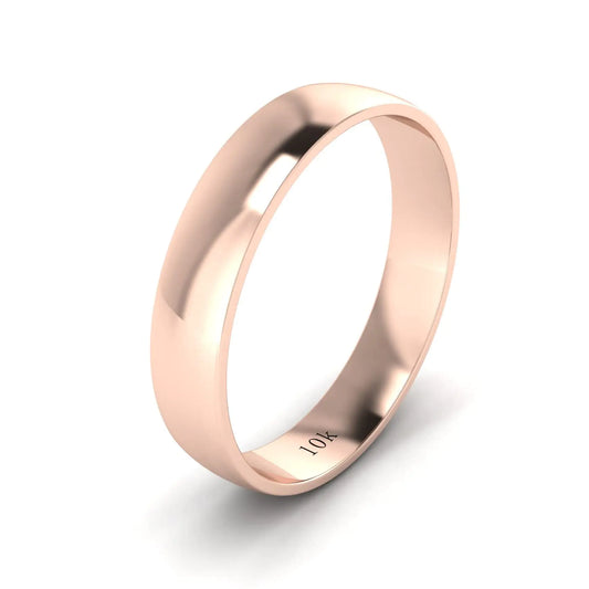 LANDA JEWEL Unisex Solid 10k Rose Gold 4mm Comfortable Traditional Highly Polished Wedding Ring Plain Band (12.5)