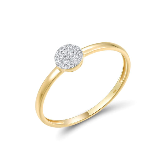 Santuzza 10K Yellow Solid Gold Round Shape Genuine Diamond Simple Dainty Ring for Women (5.5)
