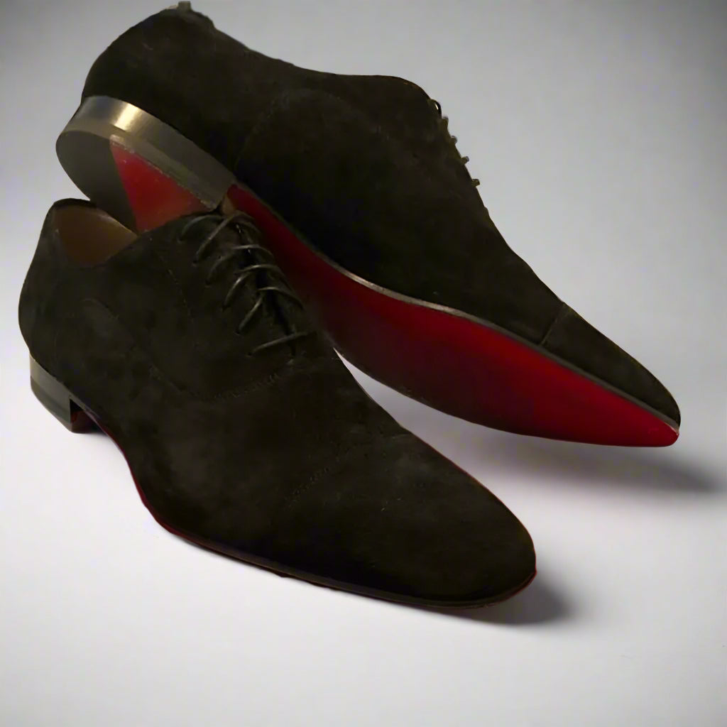Red Bottom Classic Suede Leather Black Oxfords Shoes