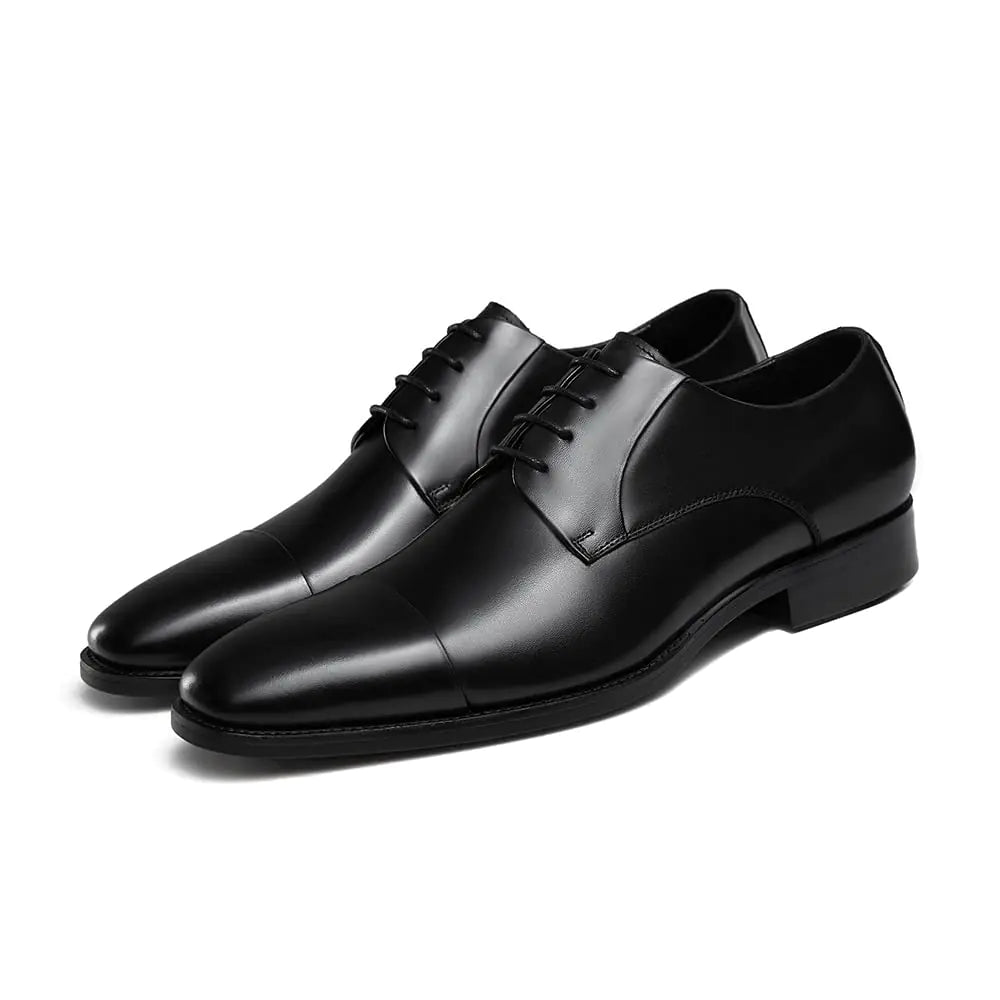 GIFENNSE Mens Leather Shoes Mens Oxfords Formal Shoes for Men Black