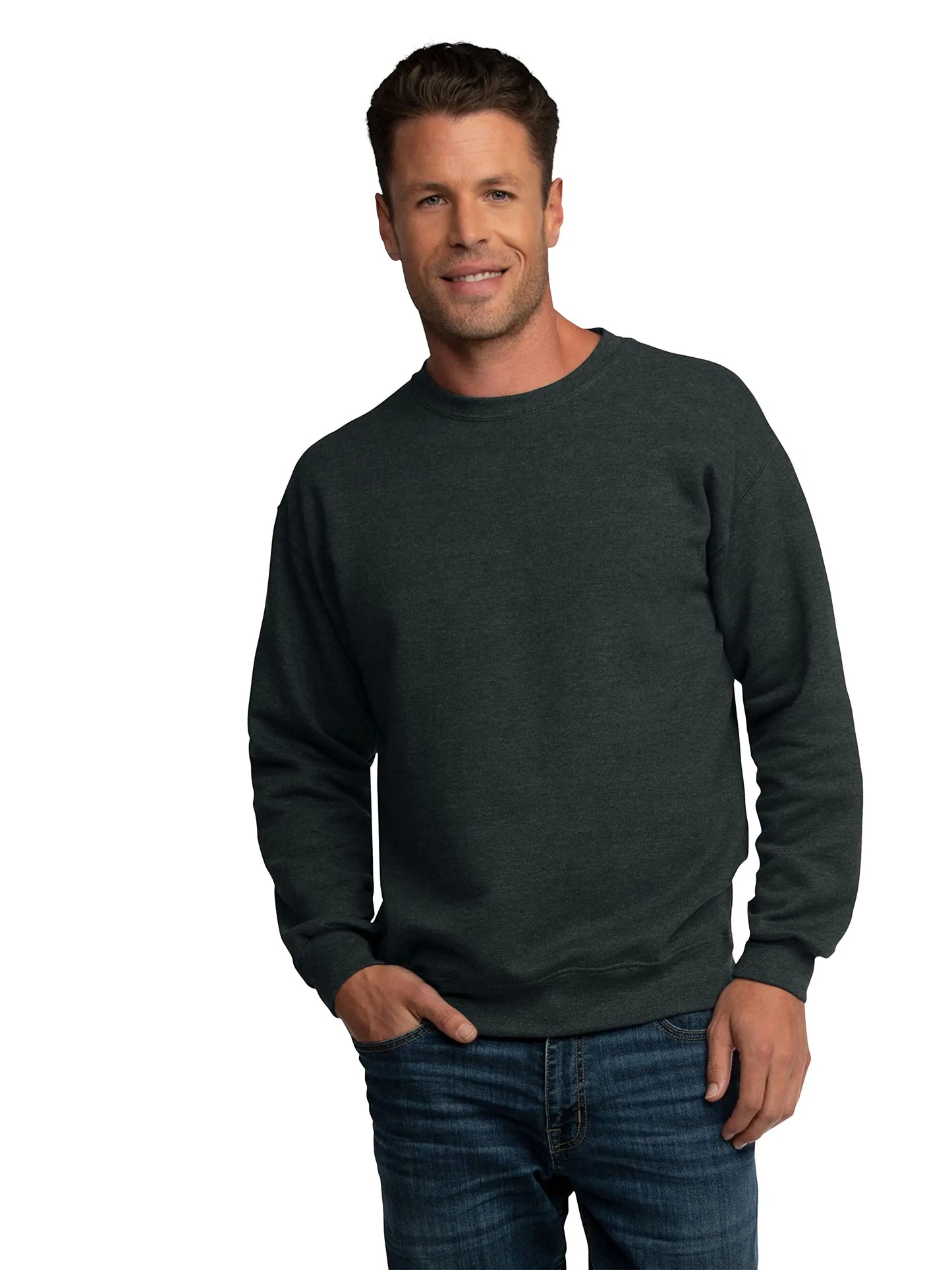 Fruit of the Loom Herren Eversoft Fleece Sweatshirts & Hoodies Sweatshirt - Schwarz Heather Medium