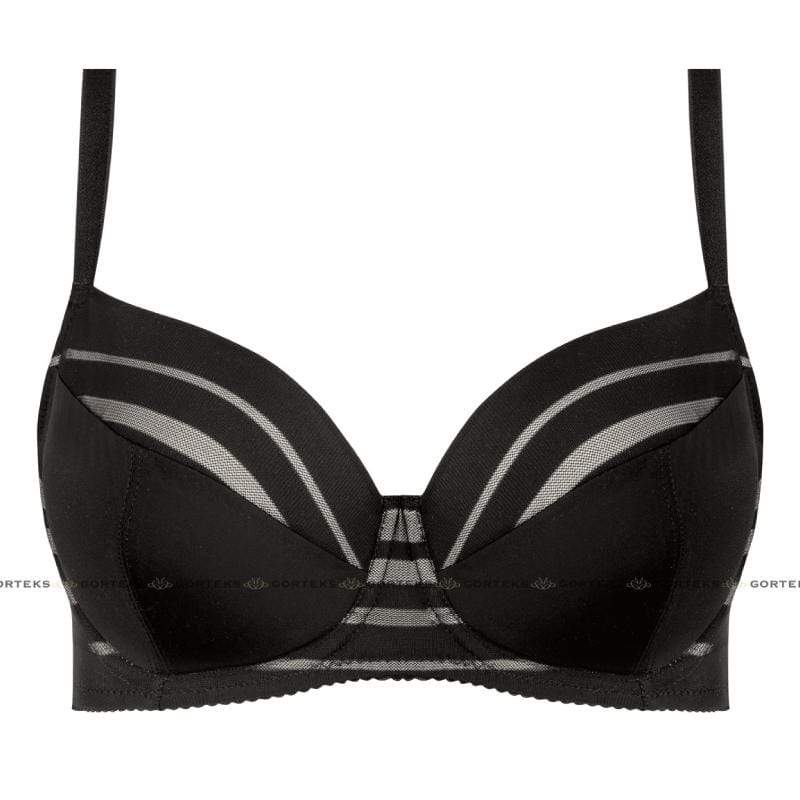 Full Figure Padded Striped Bra Gorteks Luna Black