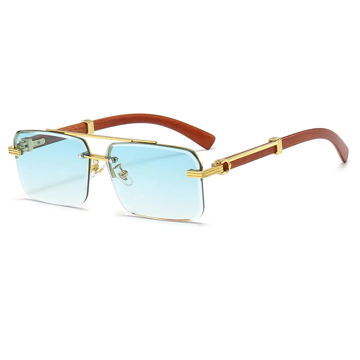 JOVAKIT - Gafas de sol cuadradas modernas para hombre y mujer, montura semi al aire, estilo retro de los años 90, protección UV400 (dorado/verde degradado)