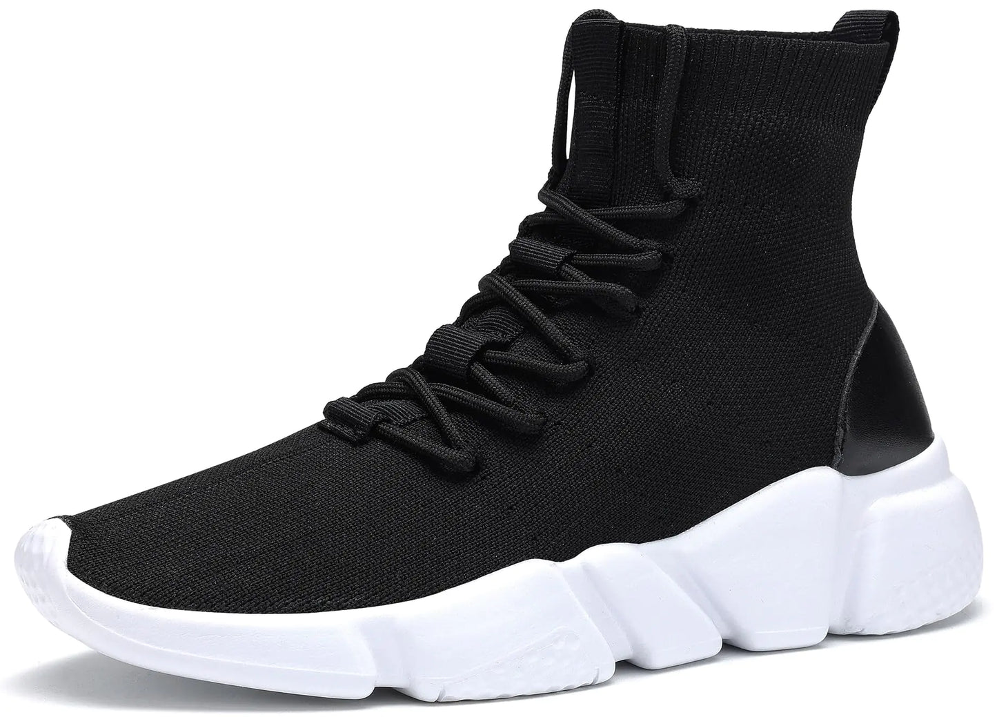 Zapatillas altas Santiro para hombre, ligeras, de estilo calcetín, sin cordones, para correr, color negro, talla 15 (EE. UU.)