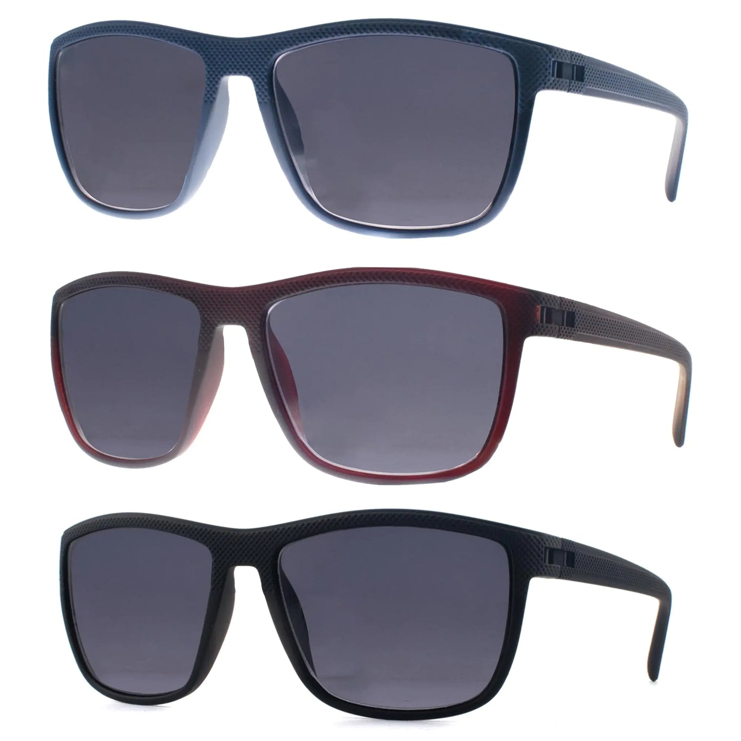 Zooxsky - Gafas de sol cuadradas clásicas para lectura al aire libre, para hombre y mujer, con protección UV, paquete de 3 (no bifocales +3.0)