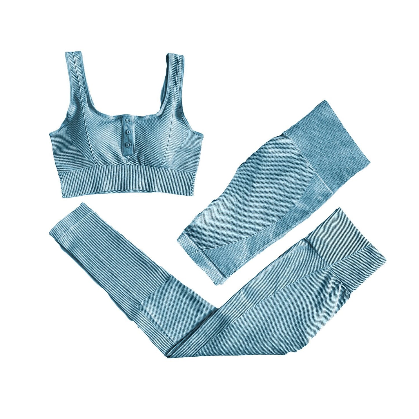 Sportswear Yoga 3PCS Set Women GYM Clothing Solid Sleeveless Tank Top +Shorts+Pants Suit Casual Workout Active Push Up Tracksuit