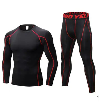 Men’s Fitness Training Set – Long Sleeve Top & Running Tights