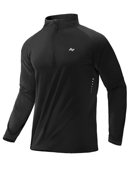 Men’s Quarter-Zip Dry-Fit Shirt – Long Sleeve Running & Golf Top UPF 50+