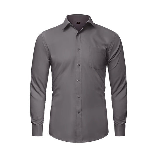 LUPURTY Mens Shirts Long Sleeve Regular Fit Mens Dress Shirts for Wedding Prom Business Casual Button Up Shirts for Men Grey