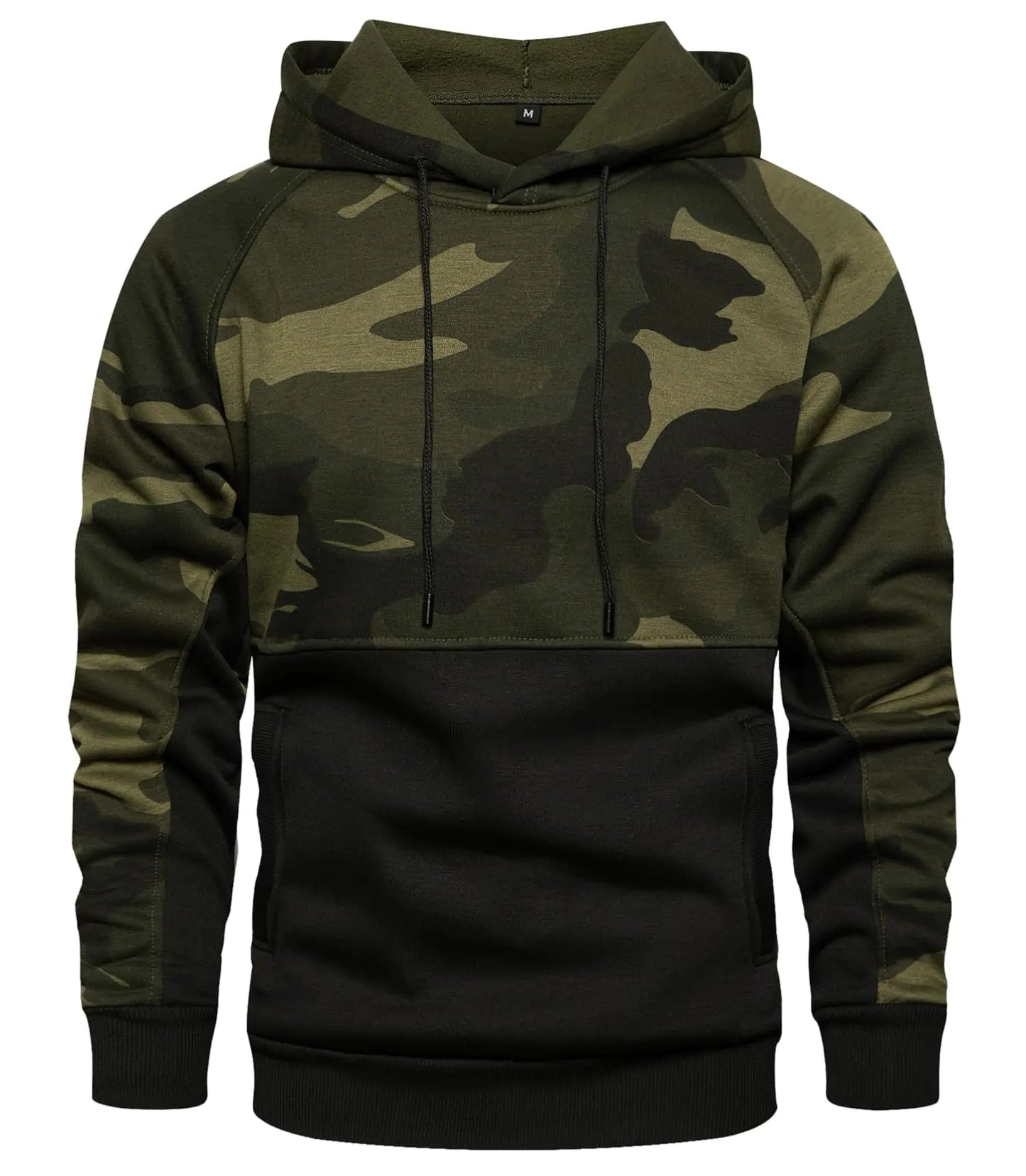 Sudadera con capucha de polar de camuflaje negro para hombre