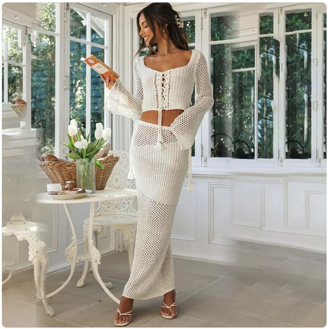 Conjunto de bikini de playa calado para mujer