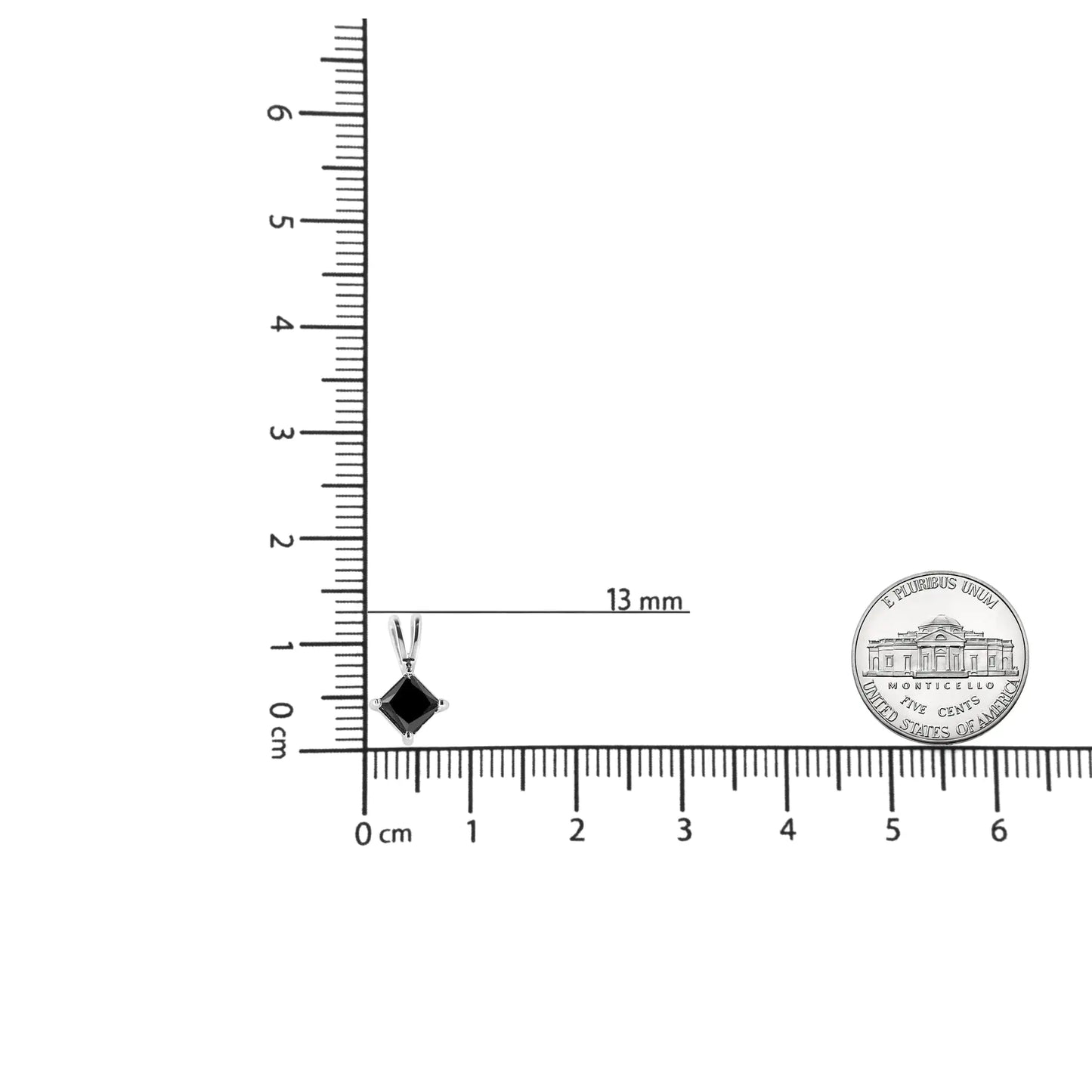 Collar con colgante solitario de diamante princesa negro tratado de 1,0 ct en plata de ley 925 (color negro, claridad I2-I3)