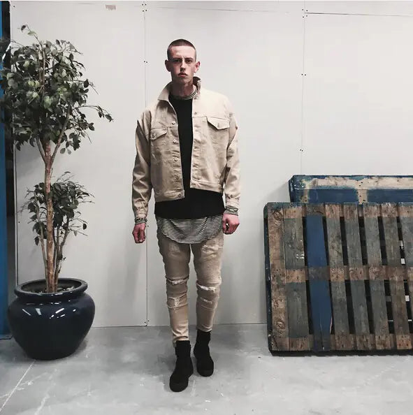 Beige Jacket and Denim Coat Combination