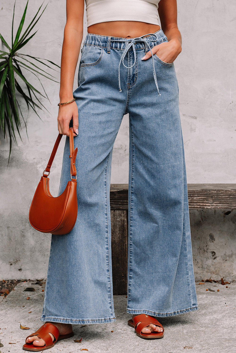 Zoe Medium Wash Super Wide Leg Denim Pants