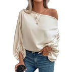 Women's  Commute Diagonal Collar Asymmetric Pullover