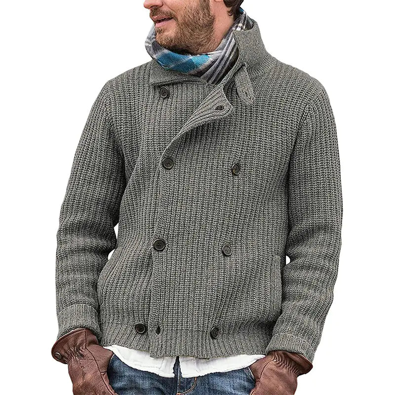 Multicolor Knitted Double-breasted Sweater Coat
