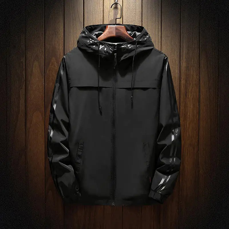 Slim-fit White Casual Hooded Jacket with Pockets