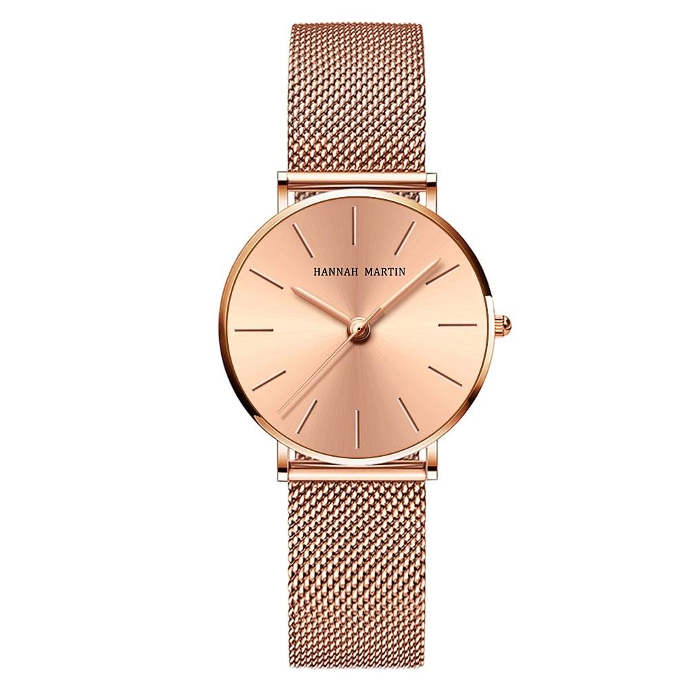 Stainless steel mesh belt waterproof ladies and women's watch High quality furnace gold plating rose gold student watch