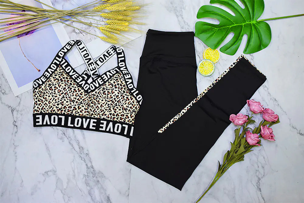 New Women's Leopard Print Yoga Set for Fitness