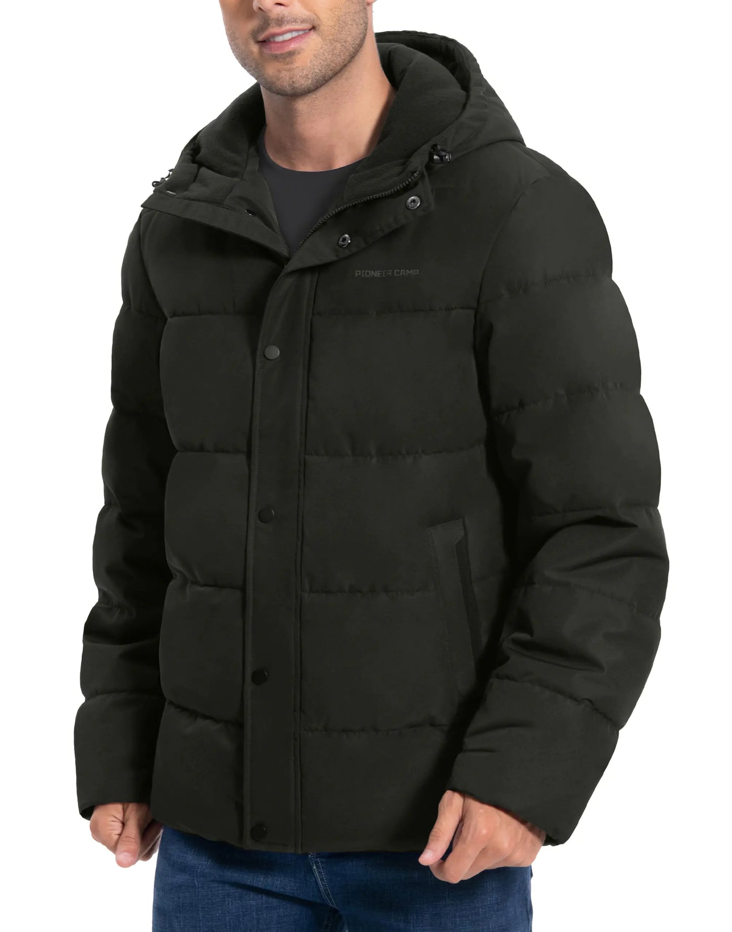 Pioneer Camp Mens Winter Coat Warm Winter Puffer Jacket Waterproof Thicken Insulated Windproof Hooded Down Quilted Coat