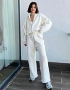 Loose Zip Sweater Casual Trousers Suit