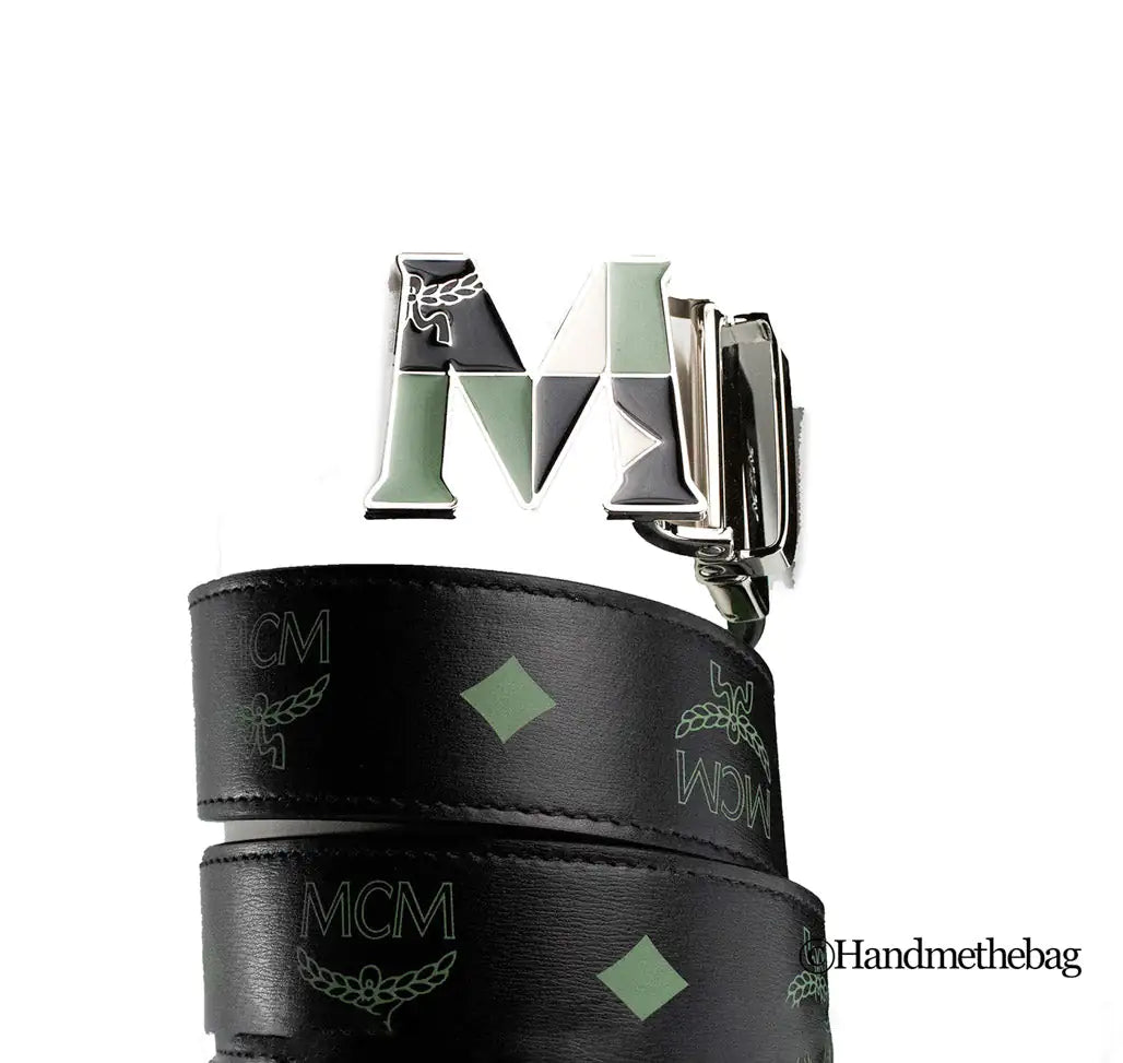 MCM – Verstellbarer, wendbarer Gürtel aus schwarzem Leder