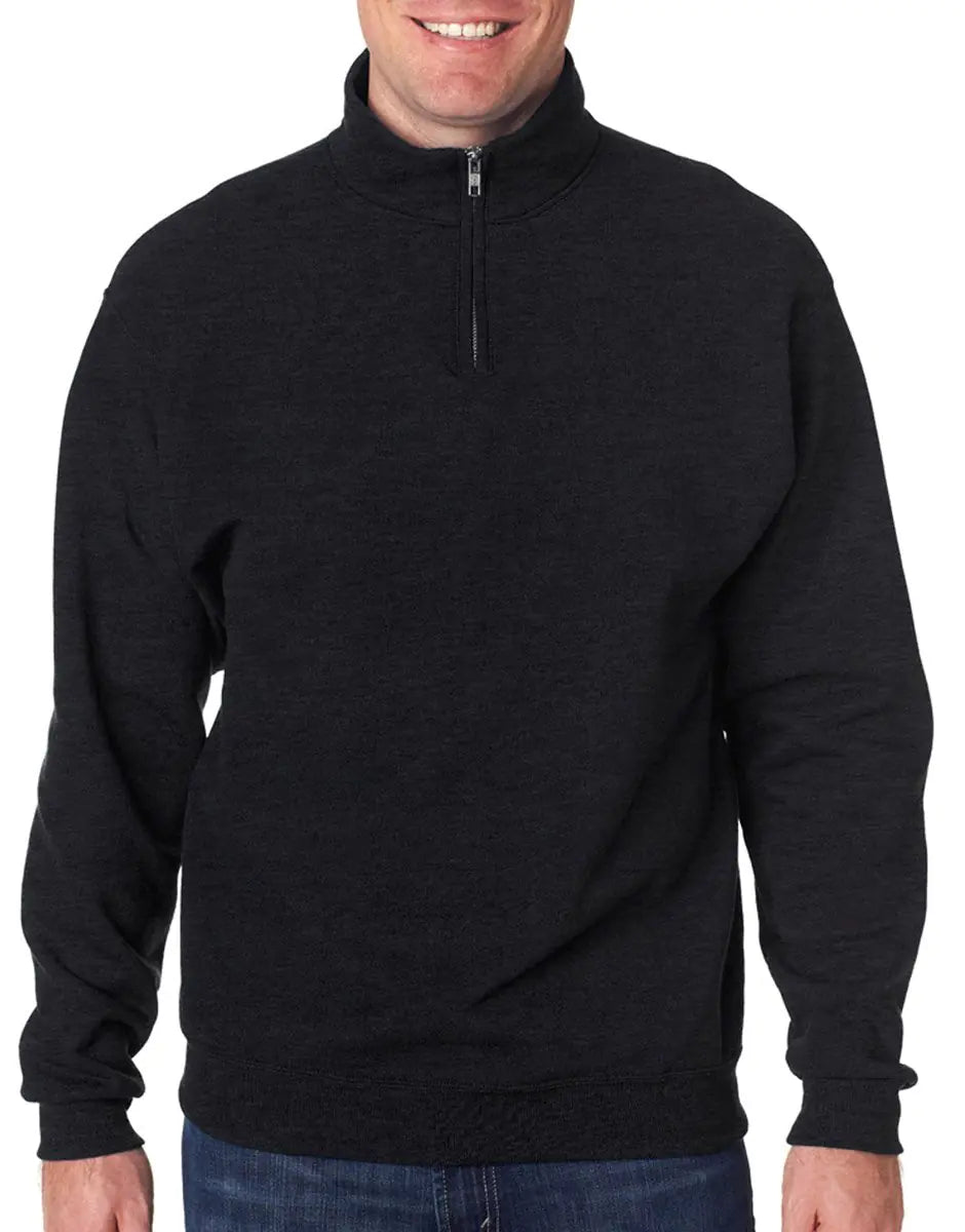 Jerzees mens 8 oz. 50/50 NuBlend Quarter-Zip Cadet Collar Sweatshirt(995M)-BLACK HEATHER-L