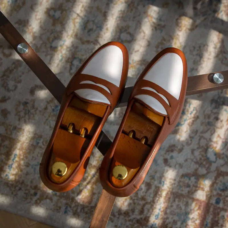 Men's Trendy Casual Leather Shoes in Champagne Color