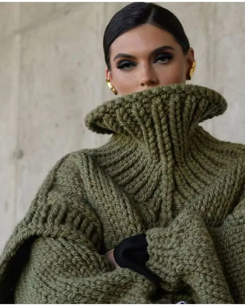 Knitwear Pullover Women's Fluffy Long Sleeve Turtleneck Sweater