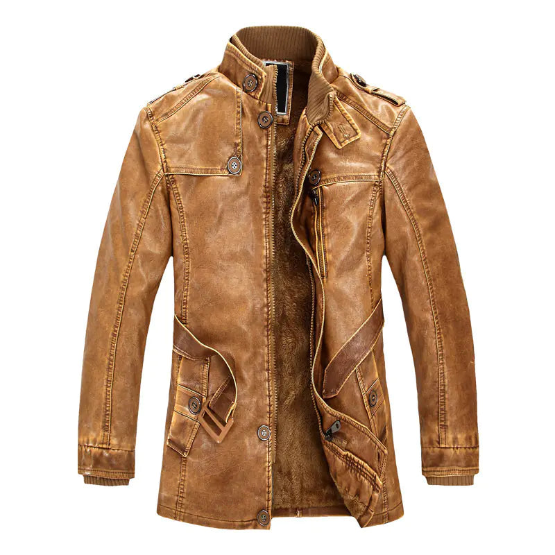 Men's Leather Trench Coat