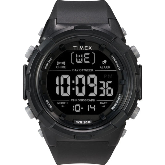 Timex Mens Digital 50mm Watch - Black Strap Digital Dial Black Case