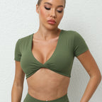 Slim-Fit V-Neck Yoga Tee – Stylish & Sporty Activewear
