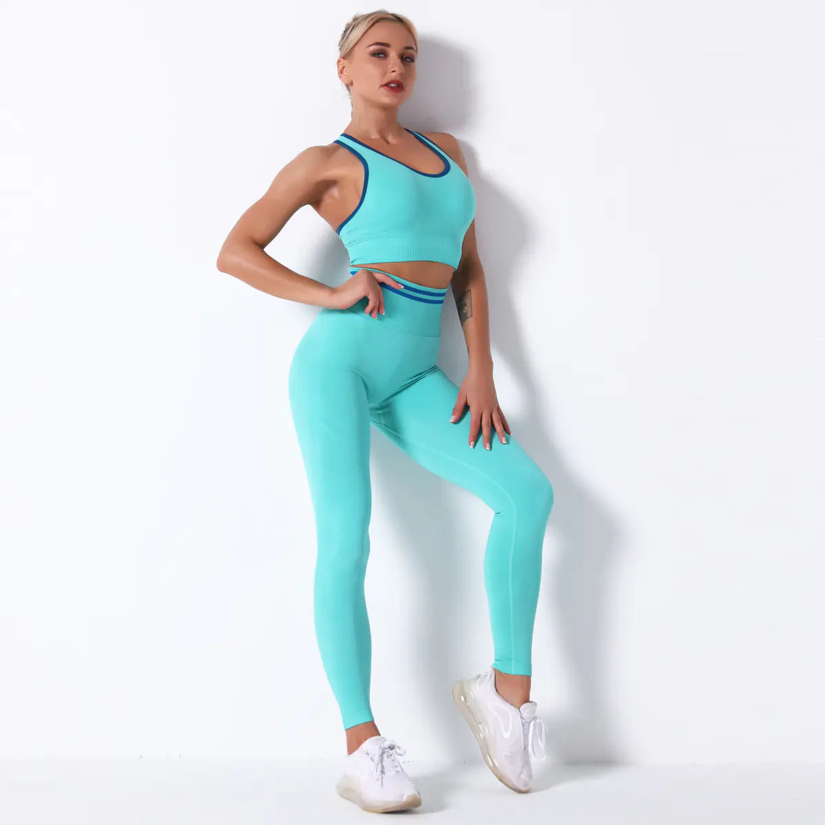 Seamless Knit Butt-Lifting Yoga Pants Set for Women