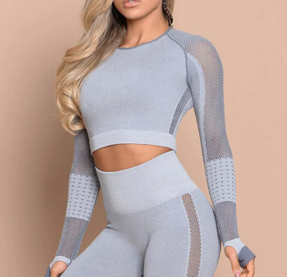 Yoga Outfit Set with Seamless Butt-Lifting Leggings