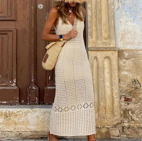 Knitted Hollow-Out Beach Cover-Up Dress