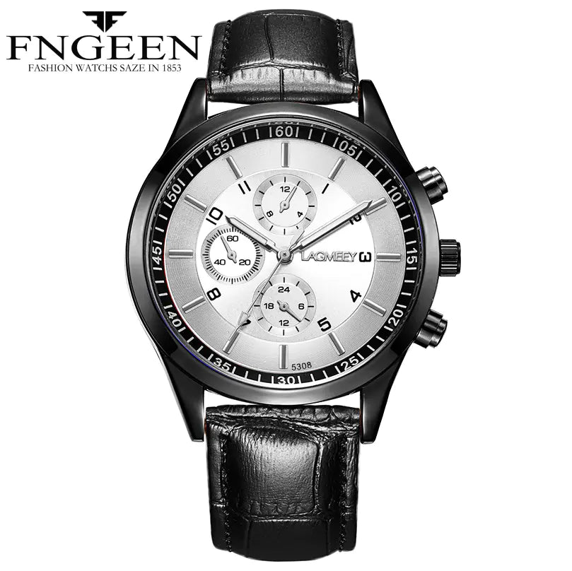 Slim Men's Black Gold Steel Band Sports Watch with Glow